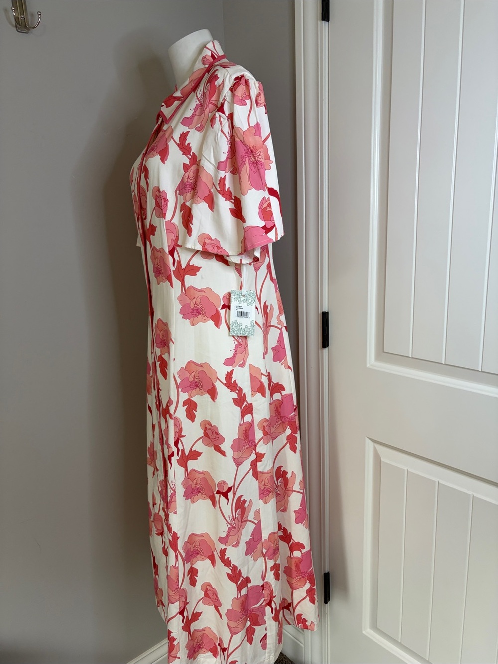 Tuckernuck Hyacinth House Peppa Midi Dress Coral Multi Floral Sz XL NEW - Picture 9 of 16